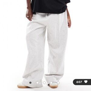 ASOS Curve Light Heather Grey Tailored Jersey Wide Leg Sweatpants